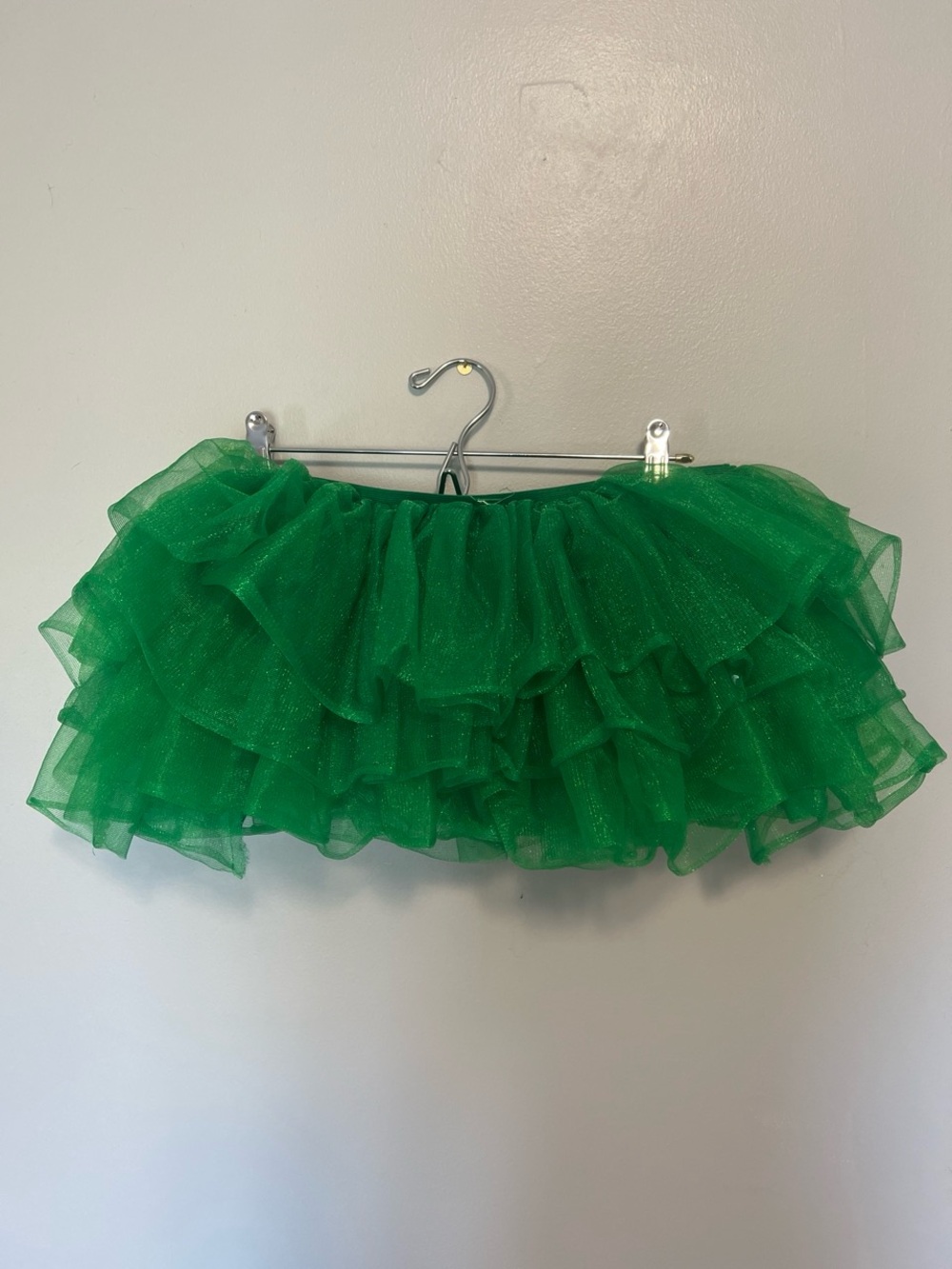 Green Layered Tulle Ruffle mini skirt